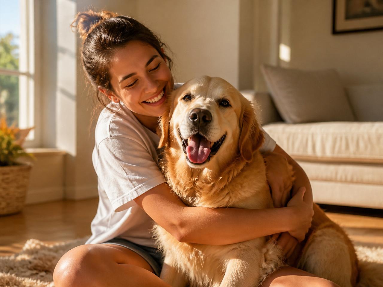 Happy dogs relaxing in a cozy home
